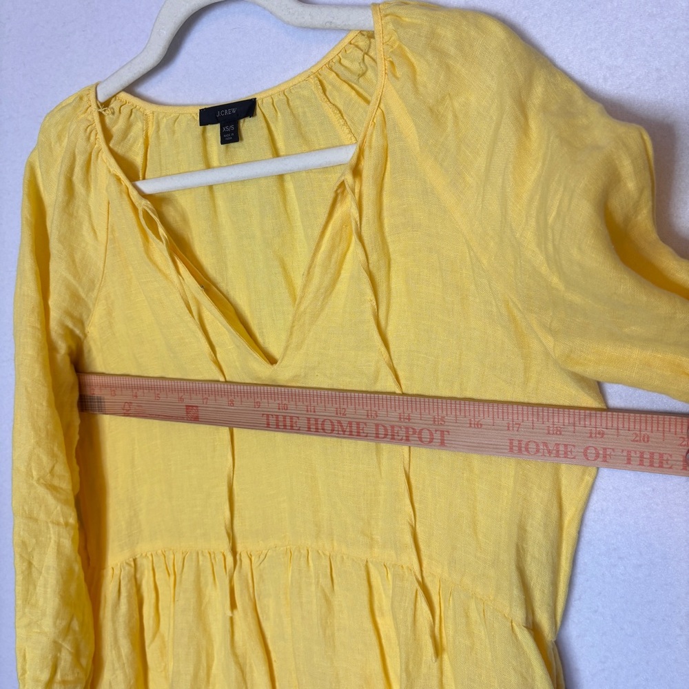 J. Crew 100% Linen Tiered Butter Yellow Dress Size Small XSmall - Picture 12 of 14